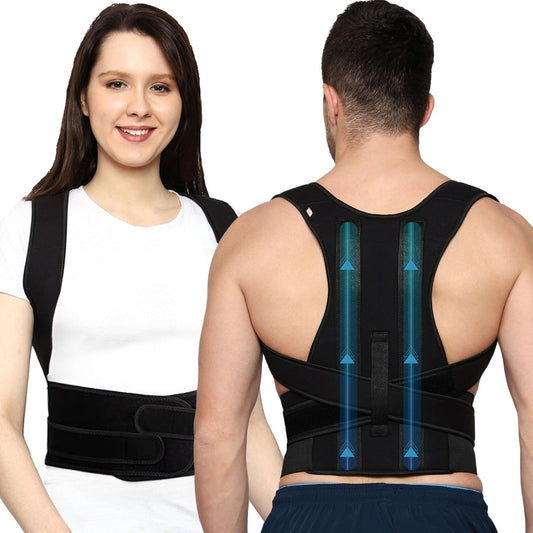 Breathable adjustable posture corrector belt for men and women, black, from IndianChic