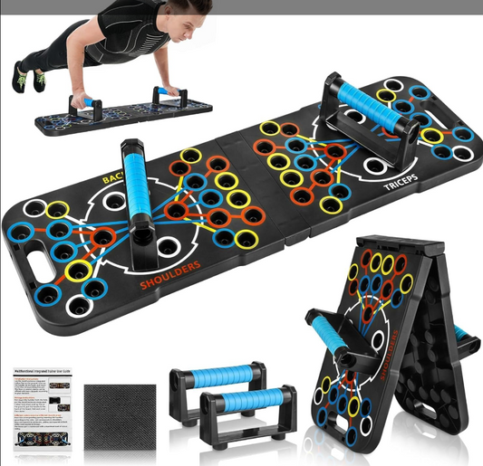 Foldable push up board with color-coded handles for back, shoulders, triceps, IndianChic fitness