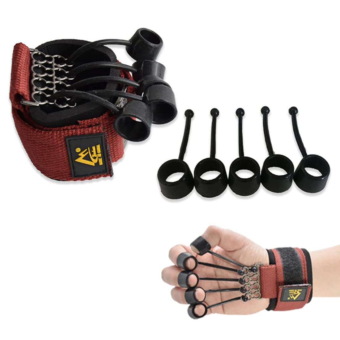 Hand exerciser finger stretcher resistance band with wrist strap from IndianChic