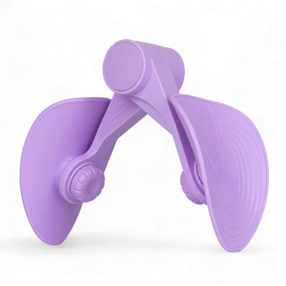 Purple plastic exercise thigh toner on white background, IndianChic home fitness accessory