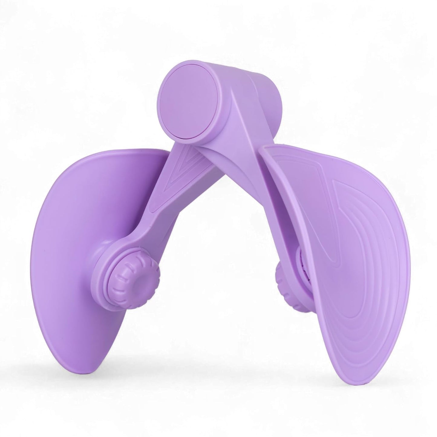 Purple plastic exercise thigh toner on white background, IndianChic fitness accessory