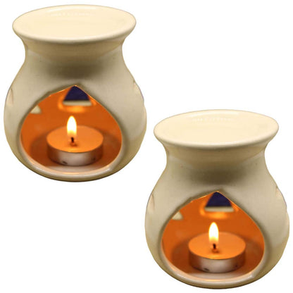 Black 4 Inch Ceramic Aroma Candle Diffuser Oil Burner Clay Lamp Wax Warmer Tea Light Holder For Home Decor. (Free 1 Candle Tea Light) - Pack Of 1.
