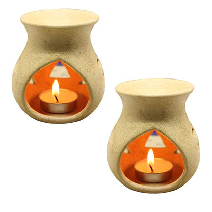 Black 4 Inch Ceramic Aroma Candle Diffuser Oil Burner Clay Lamp Wax Warmer Tea Light Holder For Home Decor. (Free 1 Candle Tea Light) - Pack Of 1.