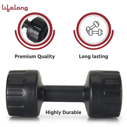 Lifelong PVC Hex Dumbbells Pack of 2 (5kg*2) Black Color for Home Gym Equipment Fitness Barbell|Gym Exercise|Home Workout, Gym Dumbbells|Dumbbells Weights for Men & Women (6 Months Warranty)