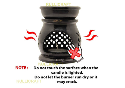 Black 4 Inch Ceramic Aroma Candle Diffuser Oil Burner Clay Lamp Wax Warmer Tea Light Holder For Home Decor. (Free 1 Candle Tea Light) - Pack Of 1.