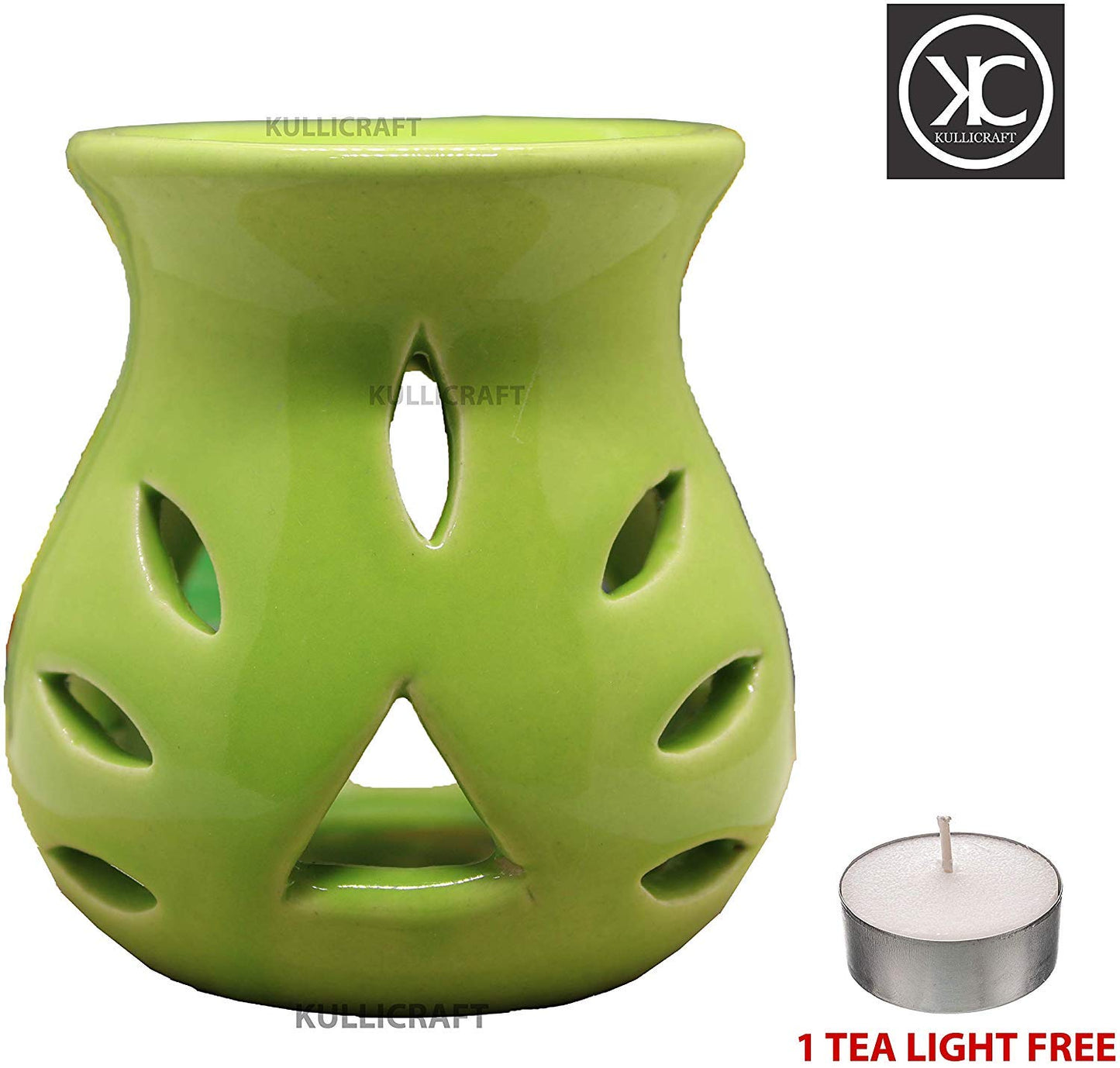 Black 4 Inch Ceramic Aroma Candle Diffuser Oil Burner Clay Lamp Wax Warmer Tea Light Holder For Home Decor. (Free 1 Candle Tea Light) - Pack Of 1.