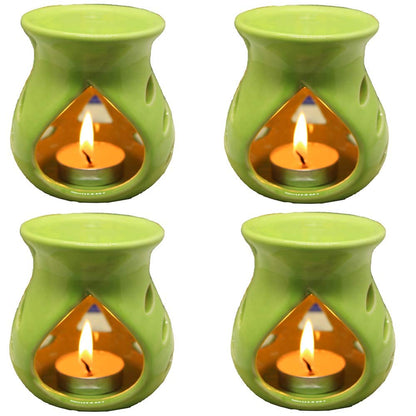 Black 4 Inch Ceramic Aroma Candle Diffuser Oil Burner Clay Lamp Wax Warmer Tea Light Holder For Home Decor. (Free 1 Candle Tea Light) - Pack Of 1.