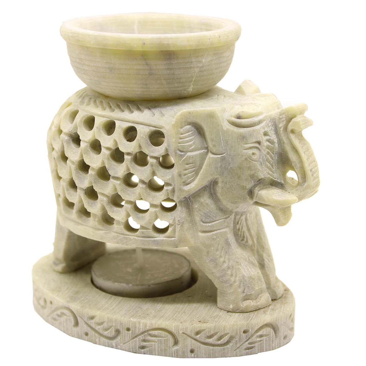 Black 4 Inch Ceramic Aroma Candle Diffuser Oil Burner Clay Lamp Wax Warmer Tea Light Holder For Home Decor. (Free 1 Candle Tea Light) - Pack Of 1.