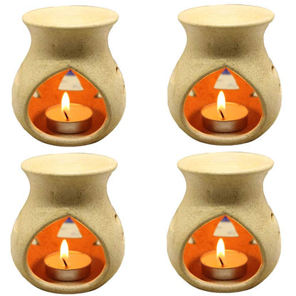 Black 4 Inch Ceramic Aroma Candle Diffuser Oil Burner Clay Lamp Wax Warmer Tea Light Holder For Home Decor. (Free 1 Candle Tea Light) - Pack Of 1.