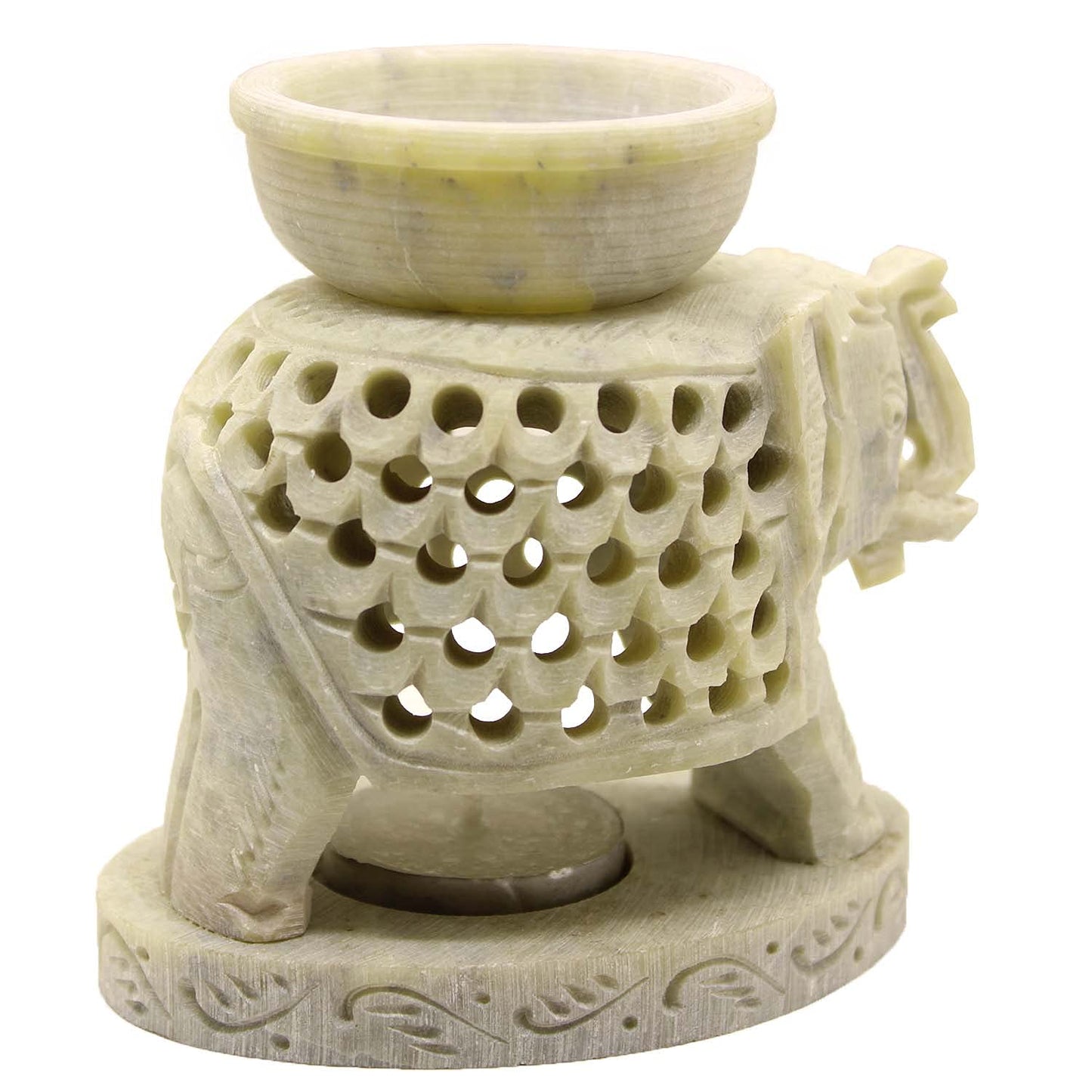 Black 4 Inch Ceramic Aroma Candle Diffuser Oil Burner Clay Lamp Wax Warmer Tea Light Holder For Home Decor. (Free 1 Candle Tea Light) - Pack Of 1.