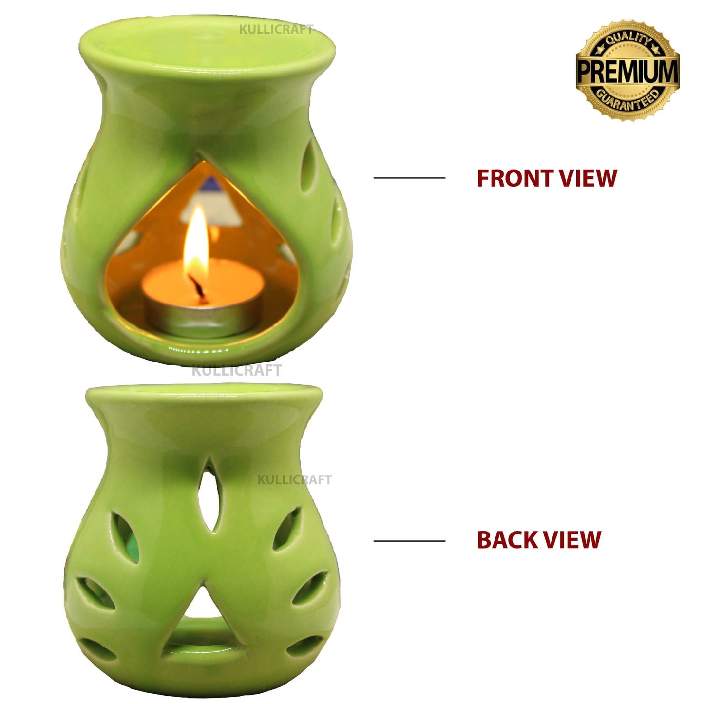 Black 4 Inch Ceramic Aroma Candle Diffuser Oil Burner Clay Lamp Wax Warmer Tea Light Holder For Home Decor. (Free 1 Candle Tea Light) - Pack Of 1.