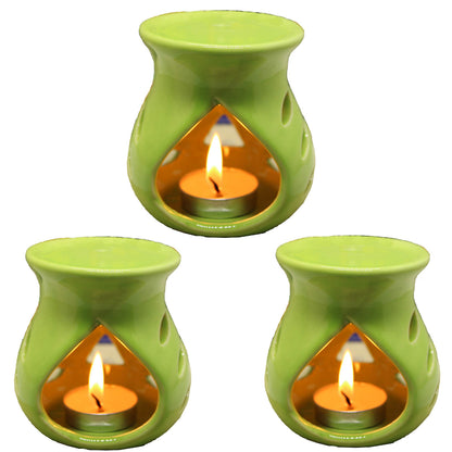 Black 4 Inch Ceramic Aroma Candle Diffuser Oil Burner Clay Lamp Wax Warmer Tea Light Holder For Home Decor. (Free 1 Candle Tea Light) - Pack Of 1.