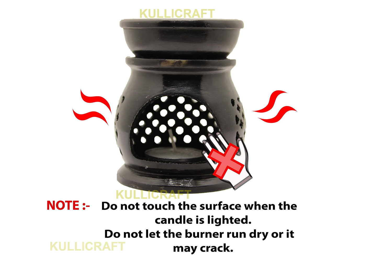Black 4 Inch Ceramic Aroma Candle Diffuser Oil Burner Clay Lamp Wax Warmer Tea Light Holder For Home Decor. (Free 1 Candle Tea Light) - Pack Of 1.
