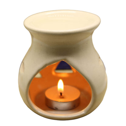 Black 4 Inch Ceramic Aroma Candle Diffuser Oil Burner Clay Lamp Wax Warmer Tea Light Holder For Home Decor. (Free 1 Candle Tea Light) - Pack Of 1.
