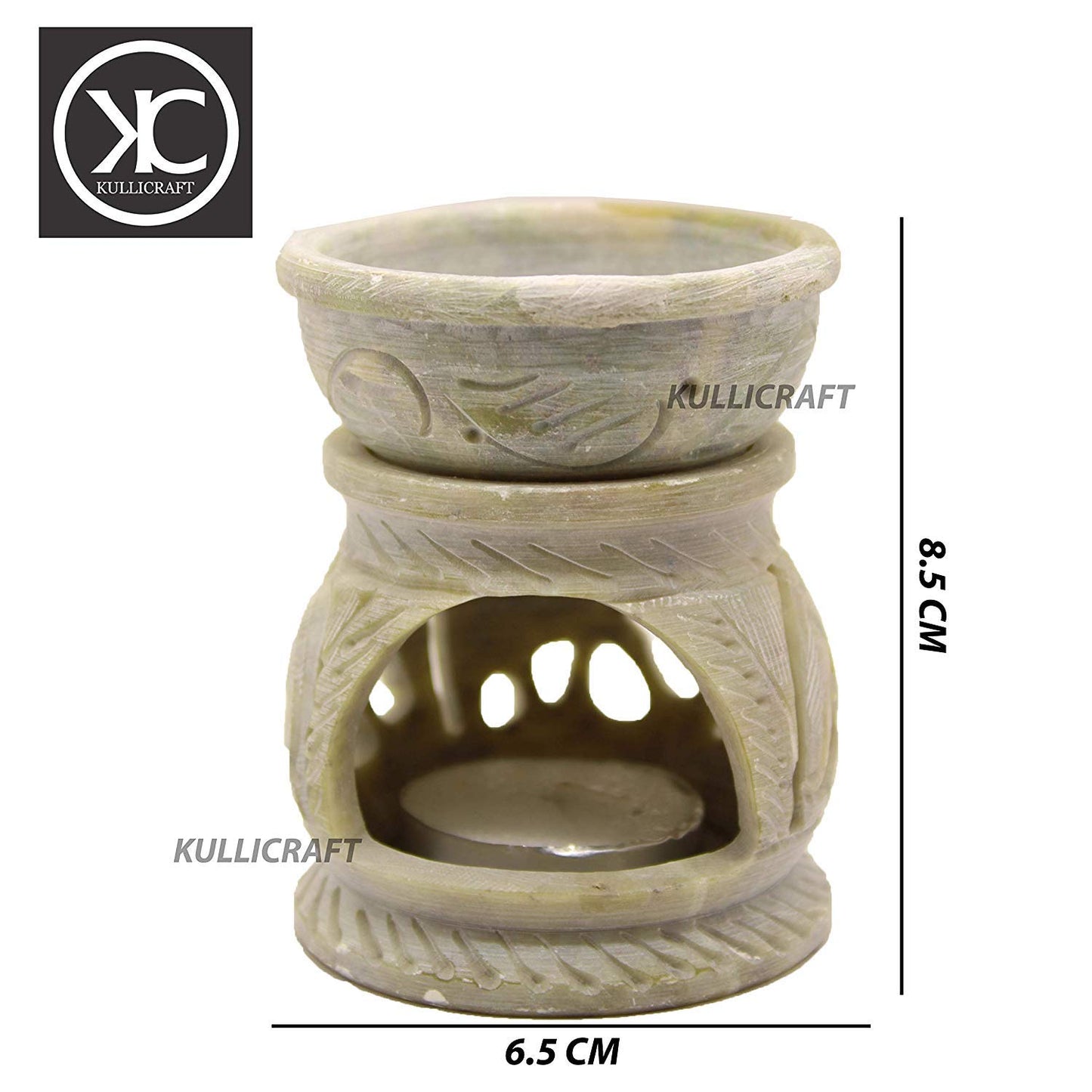 Black 4 Inch Ceramic Aroma Candle Diffuser Oil Burner Clay Lamp Wax Warmer Tea Light Holder For Home Decor. (Free 1 Candle Tea Light) - Pack Of 1.