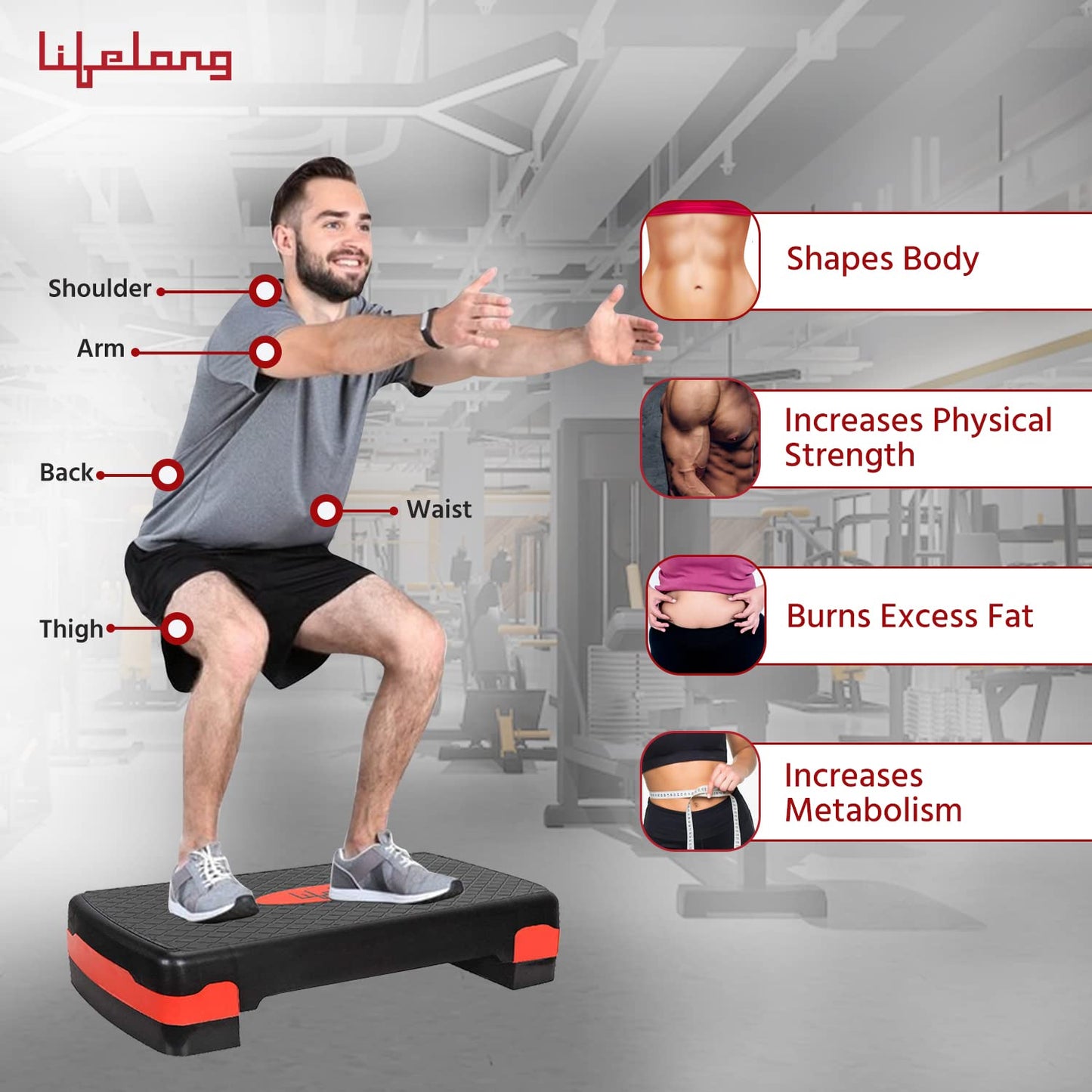 Lifelong Polypropylene Exercise Fitness Stepper for Exercise Aerobics Stepper | Max Weight 200kg