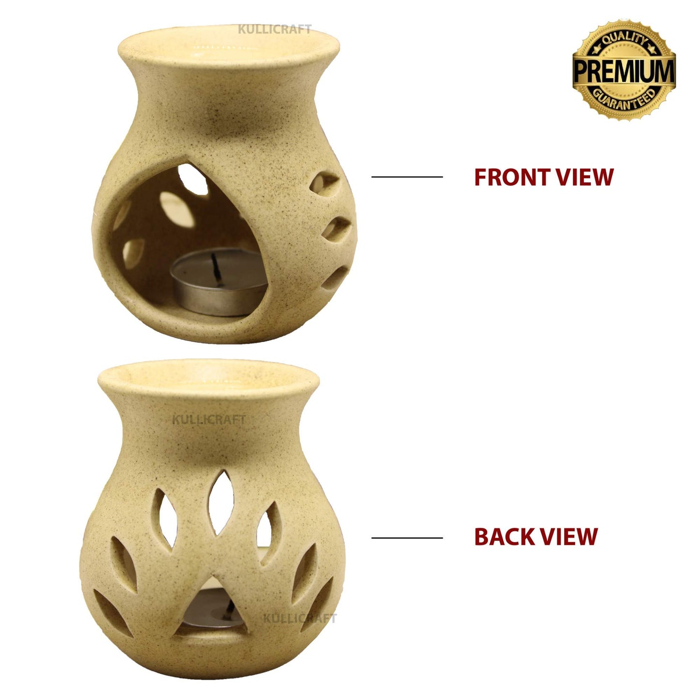 Black 4 Inch Ceramic Aroma Candle Diffuser Oil Burner Clay Lamp Wax Warmer Tea Light Holder For Home Decor. (Free 1 Candle Tea Light) - Pack Of 1.