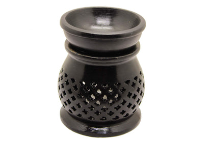 Black 4 Inch Ceramic Aroma Candle Diffuser Oil Burner Clay Lamp Wax Warmer Tea Light Holder For Home Decor. (Free 1 Candle Tea Light) - Pack Of 1.