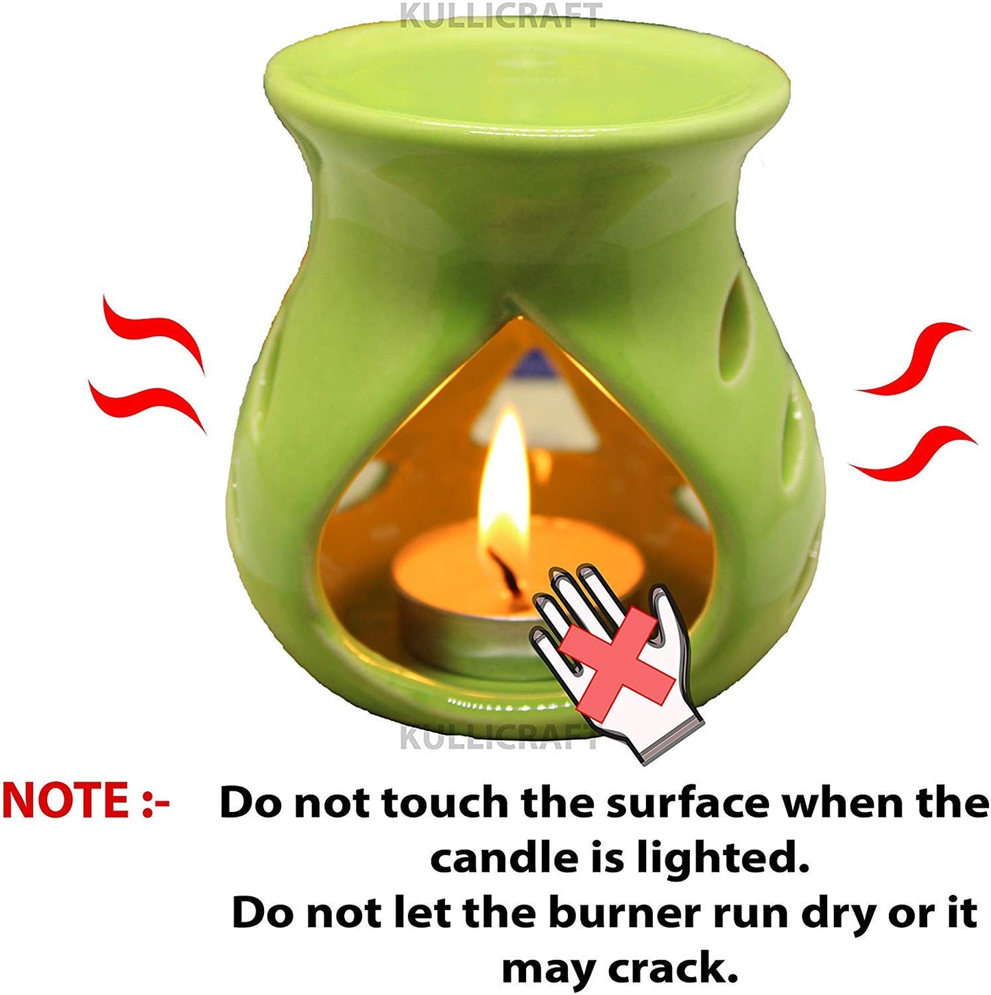 Black 4 Inch Ceramic Aroma Candle Diffuser Oil Burner Clay Lamp Wax Warmer Tea Light Holder For Home Decor. (Free 1 Candle Tea Light) - Pack Of 1.