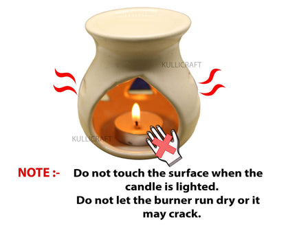 Black 4 Inch Ceramic Aroma Candle Diffuser Oil Burner Clay Lamp Wax Warmer Tea Light Holder For Home Decor. (Free 1 Candle Tea Light) - Pack Of 1.