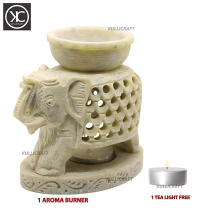 Black 4 Inch Ceramic Aroma Candle Diffuser Oil Burner Clay Lamp Wax Warmer Tea Light Holder For Home Decor. (Free 1 Candle Tea Light) - Pack Of 1.