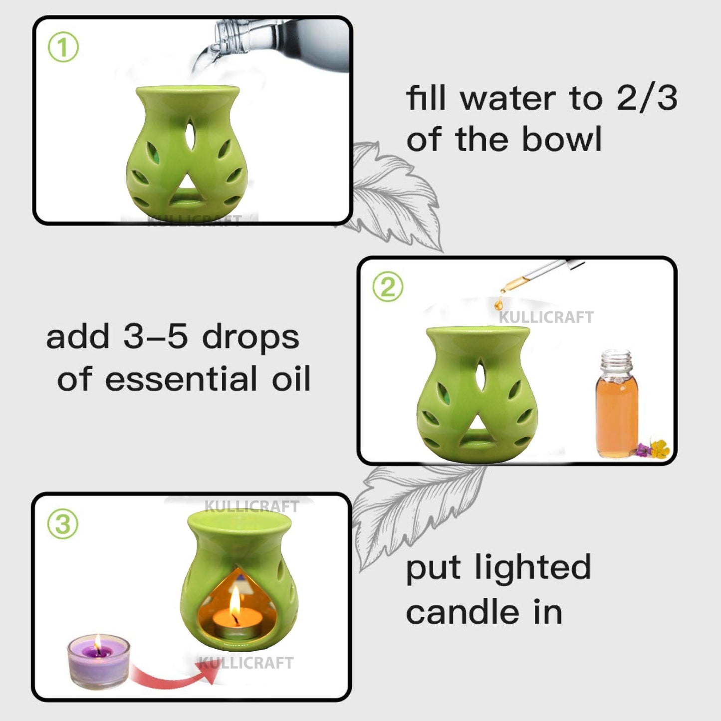 Black 4 Inch Ceramic Aroma Candle Diffuser Oil Burner Clay Lamp Wax Warmer Tea Light Holder For Home Decor. (Free 1 Candle Tea Light) - Pack Of 1.
