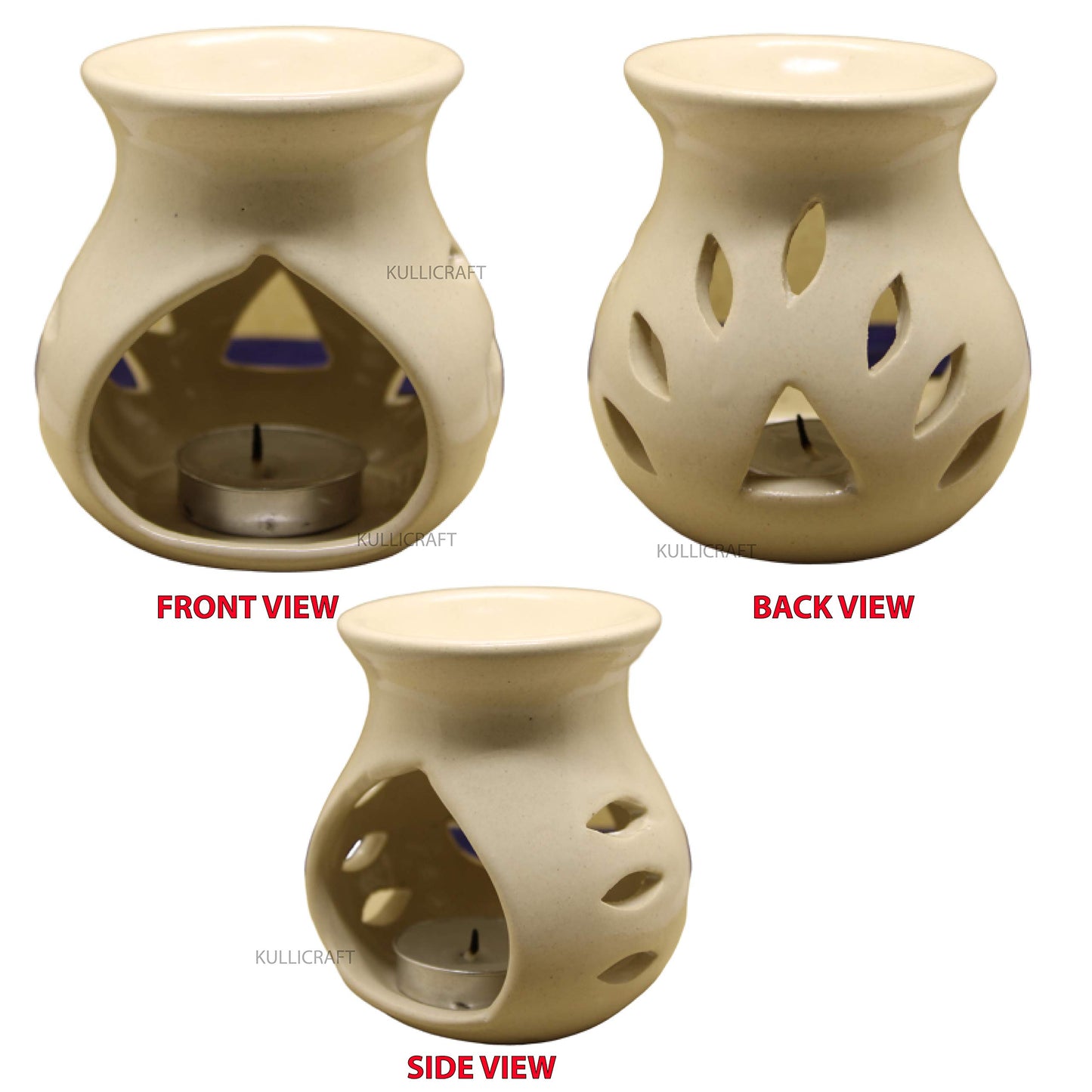 Black 4 Inch Ceramic Aroma Candle Diffuser Oil Burner Clay Lamp Wax Warmer Tea Light Holder For Home Decor. (Free 1 Candle Tea Light) - Pack Of 1.
