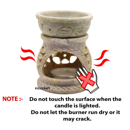 Black 4 Inch Ceramic Aroma Candle Diffuser Oil Burner Clay Lamp Wax Warmer Tea Light Holder For Home Decor. (Free 1 Candle Tea Light) - Pack Of 1.