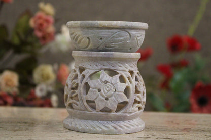 Black 4 Inch Ceramic Aroma Candle Diffuser Oil Burner Clay Lamp Wax Warmer Tea Light Holder For Home Decor. (Free 1 Candle Tea Light) - Pack Of 1.