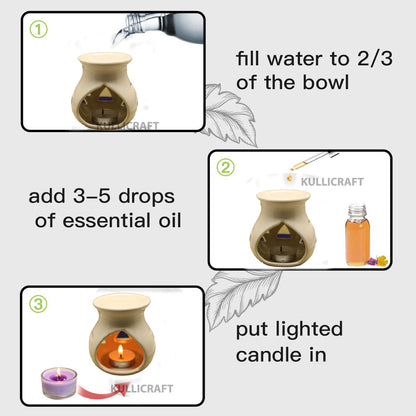 Black 4 Inch Ceramic Aroma Candle Diffuser Oil Burner Clay Lamp Wax Warmer Tea Light Holder For Home Decor. (Free 1 Candle Tea Light) - Pack Of 1.