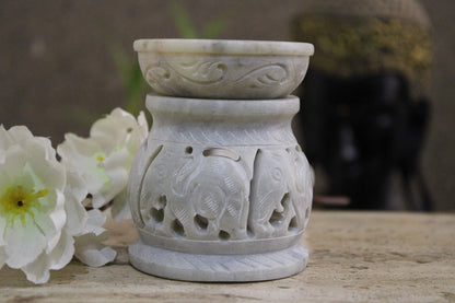 Black 4 Inch Ceramic Aroma Candle Diffuser Oil Burner Clay Lamp Wax Warmer Tea Light Holder For Home Decor. (Free 1 Candle Tea Light) - Pack Of 1.