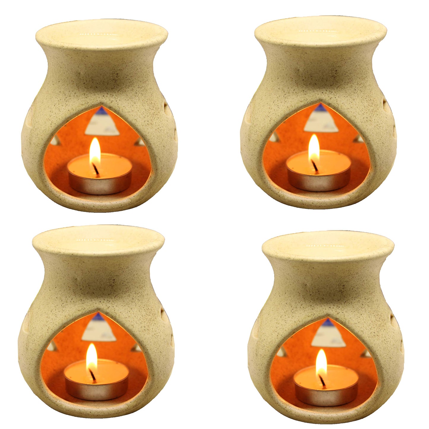 Black 4 Inch Ceramic Aroma Candle Diffuser Oil Burner Clay Lamp Wax Warmer Tea Light Holder For Home Decor. (Free 1 Candle Tea Light) - Pack Of 1.