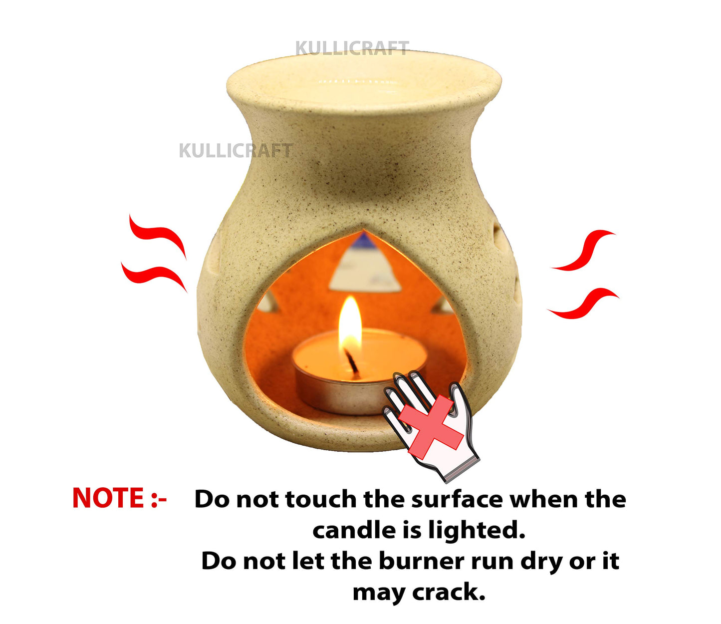 Black 4 Inch Ceramic Aroma Candle Diffuser Oil Burner Clay Lamp Wax Warmer Tea Light Holder For Home Decor. (Free 1 Candle Tea Light) - Pack Of 1.