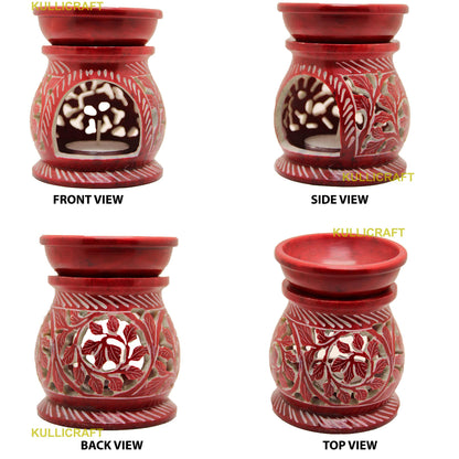 Black 4 Inch Ceramic Aroma Candle Diffuser Oil Burner Clay Lamp Wax Warmer Tea Light Holder For Home Decor. (Free 1 Candle Tea Light) - Pack Of 1.