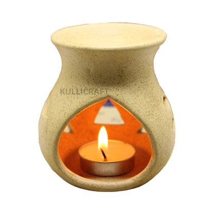 Black 4 Inch Ceramic Aroma Candle Diffuser Oil Burner Clay Lamp Wax Warmer Tea Light Holder For Home Decor. (Free 1 Candle Tea Light) - Pack Of 1.