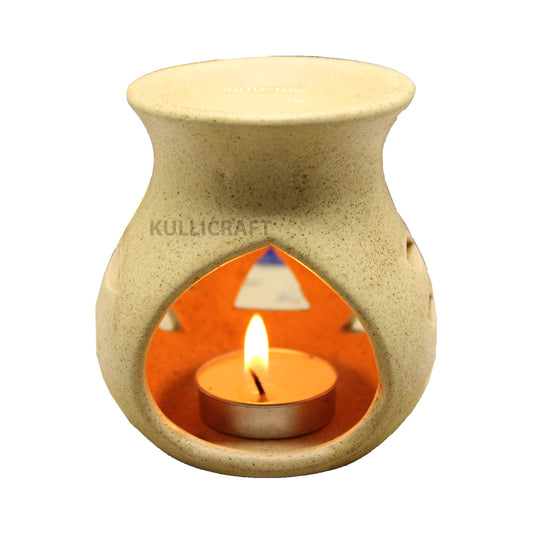 Black 4 Inch Ceramic Aroma Candle Diffuser Oil Burner Clay Lamp Wax Warmer Tea Light Holder For Home Decor. (Free 1 Candle Tea Light) - Pack Of 1.