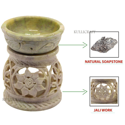 Black 4 Inch Ceramic Aroma Candle Diffuser Oil Burner Clay Lamp Wax Warmer Tea Light Holder For Home Decor. (Free 1 Candle Tea Light) - Pack Of 1.
