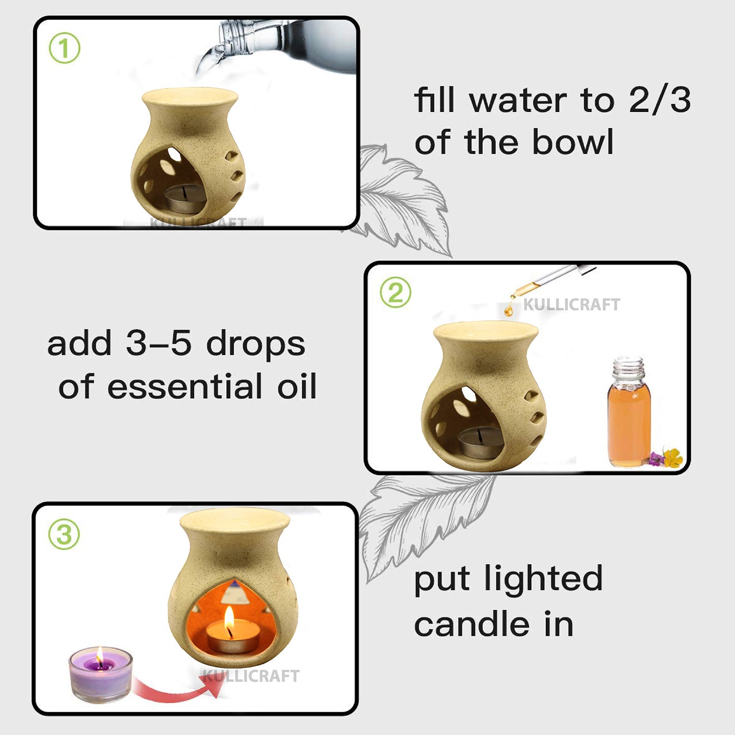 Black 4 Inch Ceramic Aroma Candle Diffuser Oil Burner Clay Lamp Wax Warmer Tea Light Holder For Home Decor. (Free 1 Candle Tea Light) - Pack Of 1.