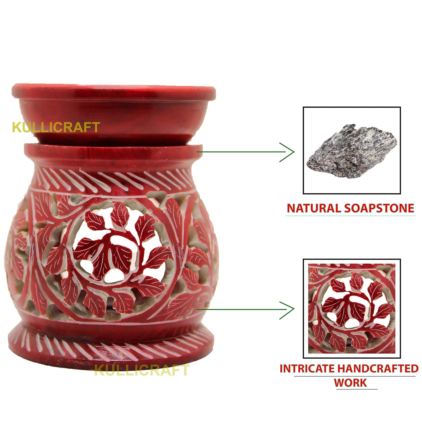 Black 4 Inch Ceramic Aroma Candle Diffuser Oil Burner Clay Lamp Wax Warmer Tea Light Holder For Home Decor. (Free 1 Candle Tea Light) - Pack Of 1.