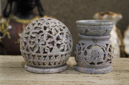 Black 4 Inch Ceramic Aroma Candle Diffuser Oil Burner Clay Lamp Wax Warmer Tea Light Holder For Home Decor. (Free 1 Candle Tea Light) - Pack Of 1.
