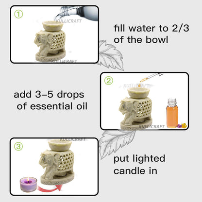 Black 4 Inch Ceramic Aroma Candle Diffuser Oil Burner Clay Lamp Wax Warmer Tea Light Holder For Home Decor. (Free 1 Candle Tea Light) - Pack Of 1.