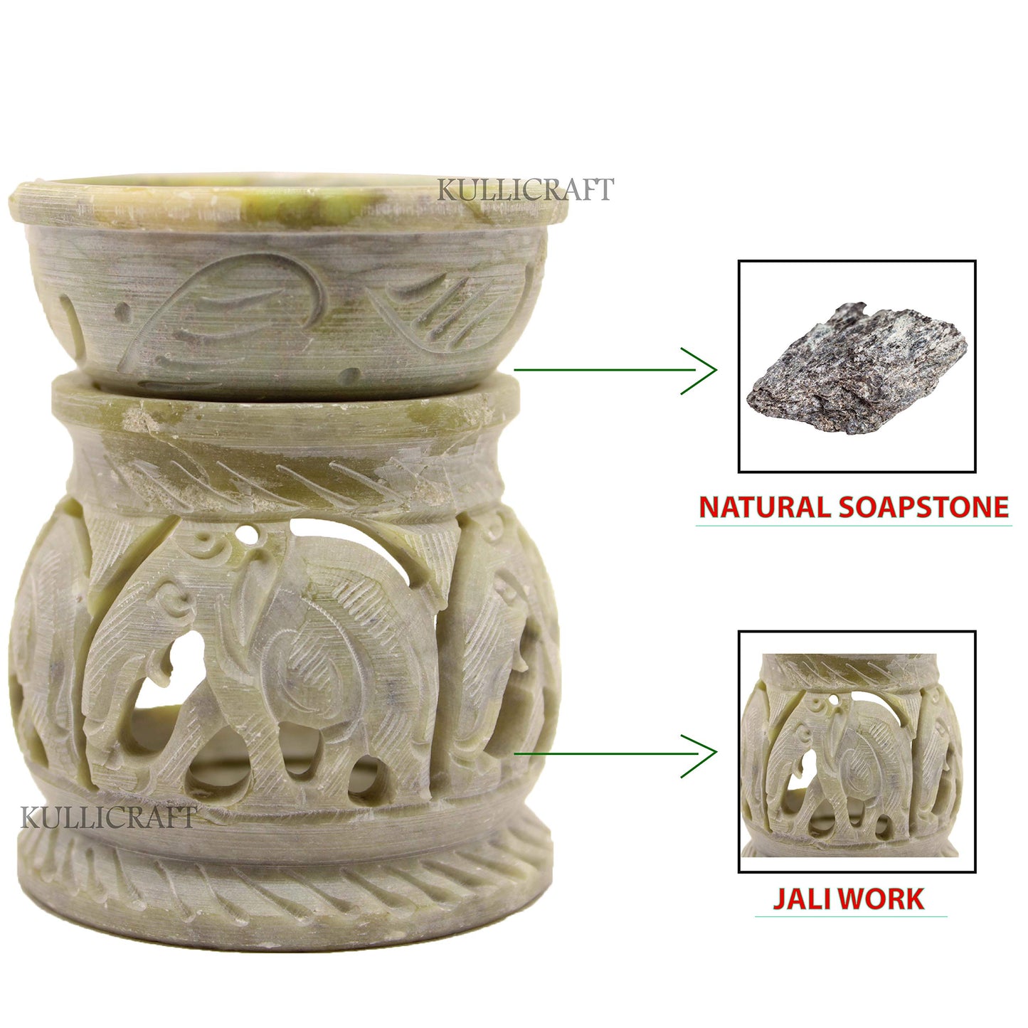 Black 4 Inch Ceramic Aroma Candle Diffuser Oil Burner Clay Lamp Wax Warmer Tea Light Holder For Home Decor. (Free 1 Candle Tea Light) - Pack Of 1.