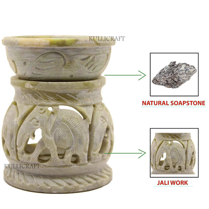 Black 4 Inch Ceramic Aroma Candle Diffuser Oil Burner Clay Lamp Wax Warmer Tea Light Holder For Home Decor. (Free 1 Candle Tea Light) - Pack Of 1.