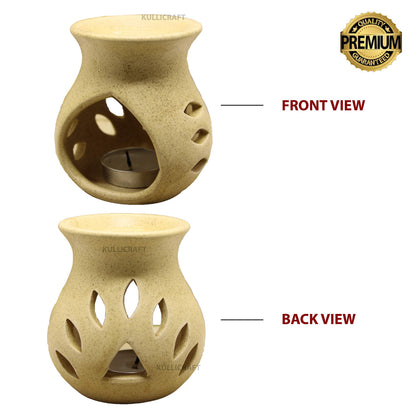 Black 4 Inch Ceramic Aroma Candle Diffuser Oil Burner Clay Lamp Wax Warmer Tea Light Holder For Home Decor. (Free 1 Candle Tea Light) - Pack Of 1.