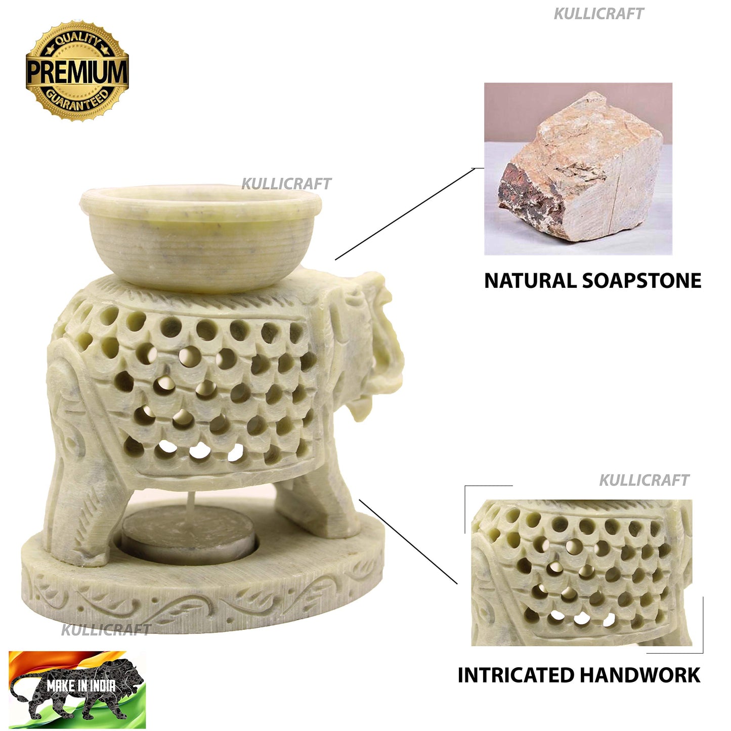 Black 4 Inch Ceramic Aroma Candle Diffuser Oil Burner Clay Lamp Wax Warmer Tea Light Holder For Home Decor. (Free 1 Candle Tea Light) - Pack Of 1.