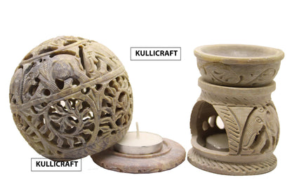 Black 4 Inch Ceramic Aroma Candle Diffuser Oil Burner Clay Lamp Wax Warmer Tea Light Holder For Home Decor. (Free 1 Candle Tea Light) - Pack Of 1.