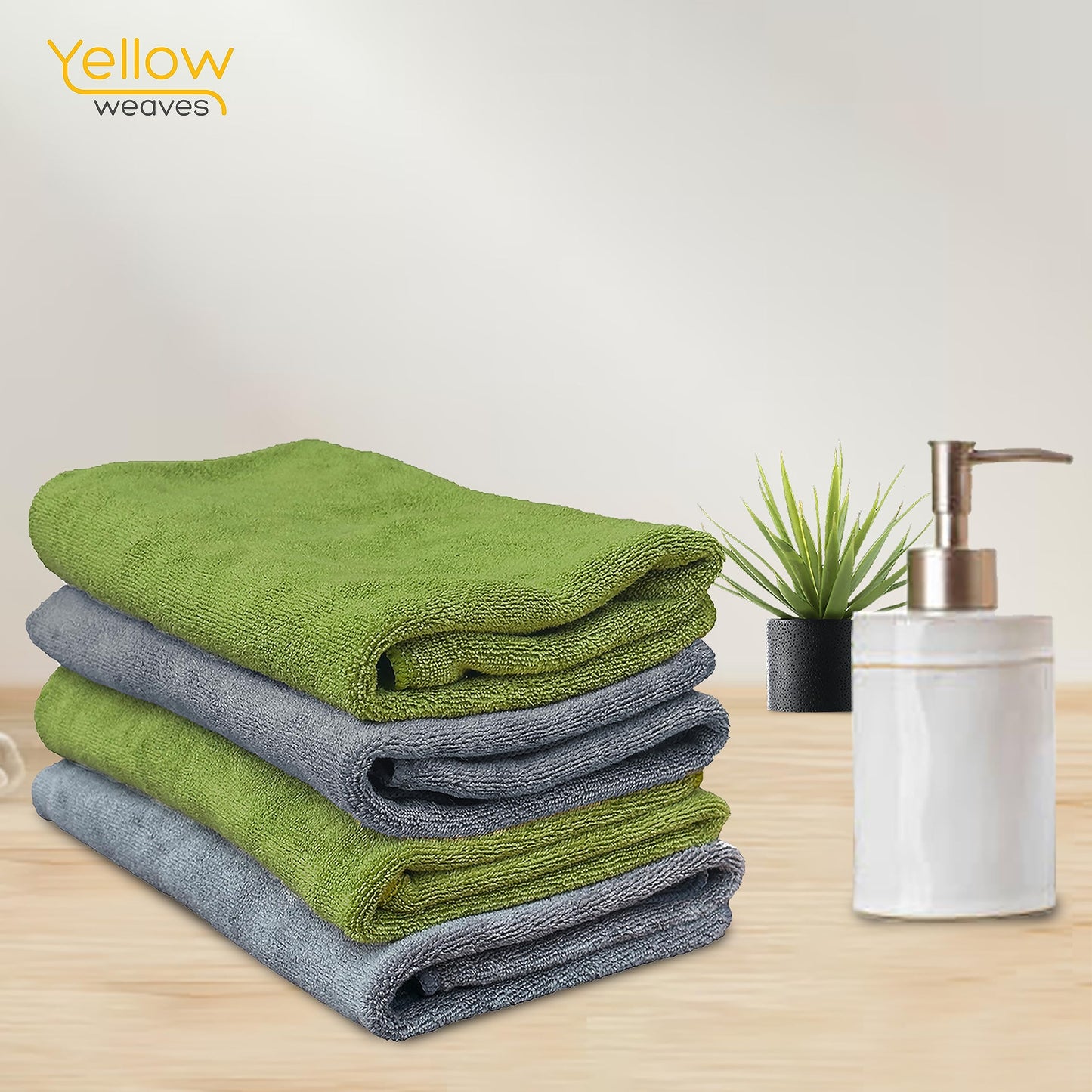 Yellow Weaves Super Soft Microfiber Hand Towels, Gym & Workout Towels 400 GSM, Multicolour 8, Set of 4