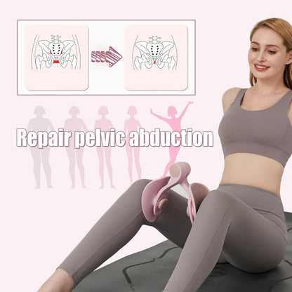 Woman using pelvic floor exerciser, fitness equipment for pelvic abduction, IndianChic health product