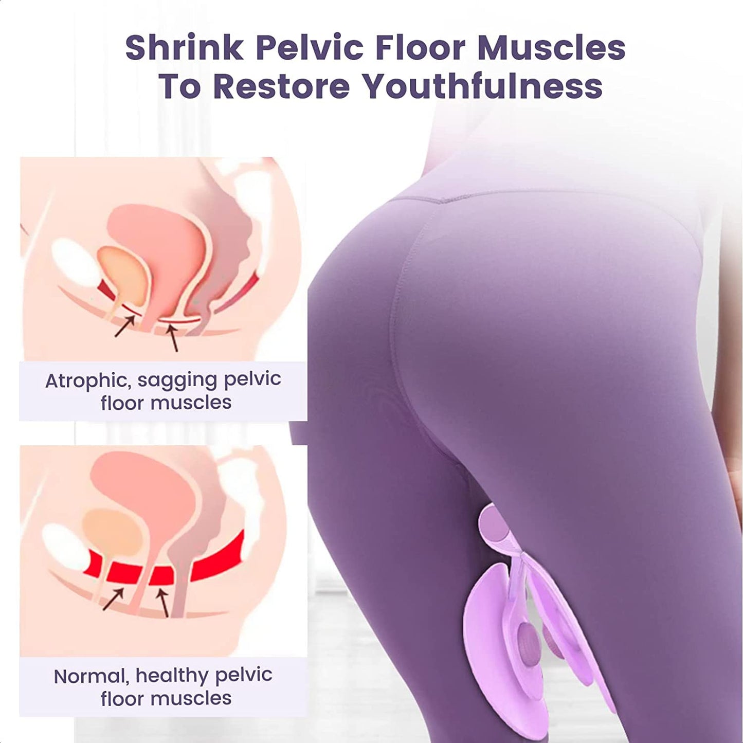 Pelvic floor exerciser device for women, muscle health illustration, IndianChic wellness product