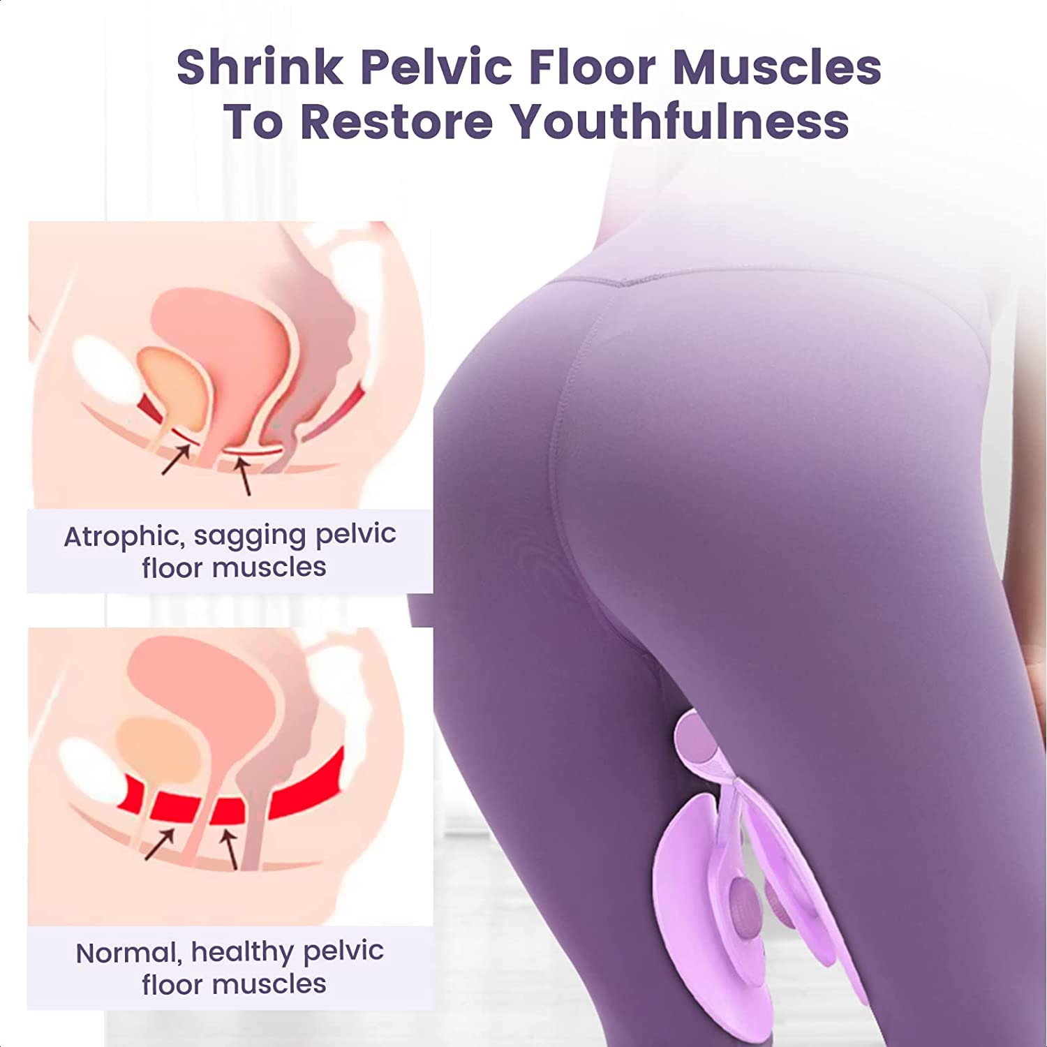 Pelvic floor exerciser device for women, muscle health illustration, IndianChic wellness product